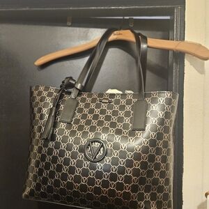 Valentino By Mario Valentino Black Tote with Grey Monogram